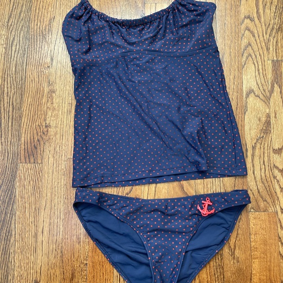 Zimmermann Navy And Red Polka Dot Tankini - Picture 2 of 8